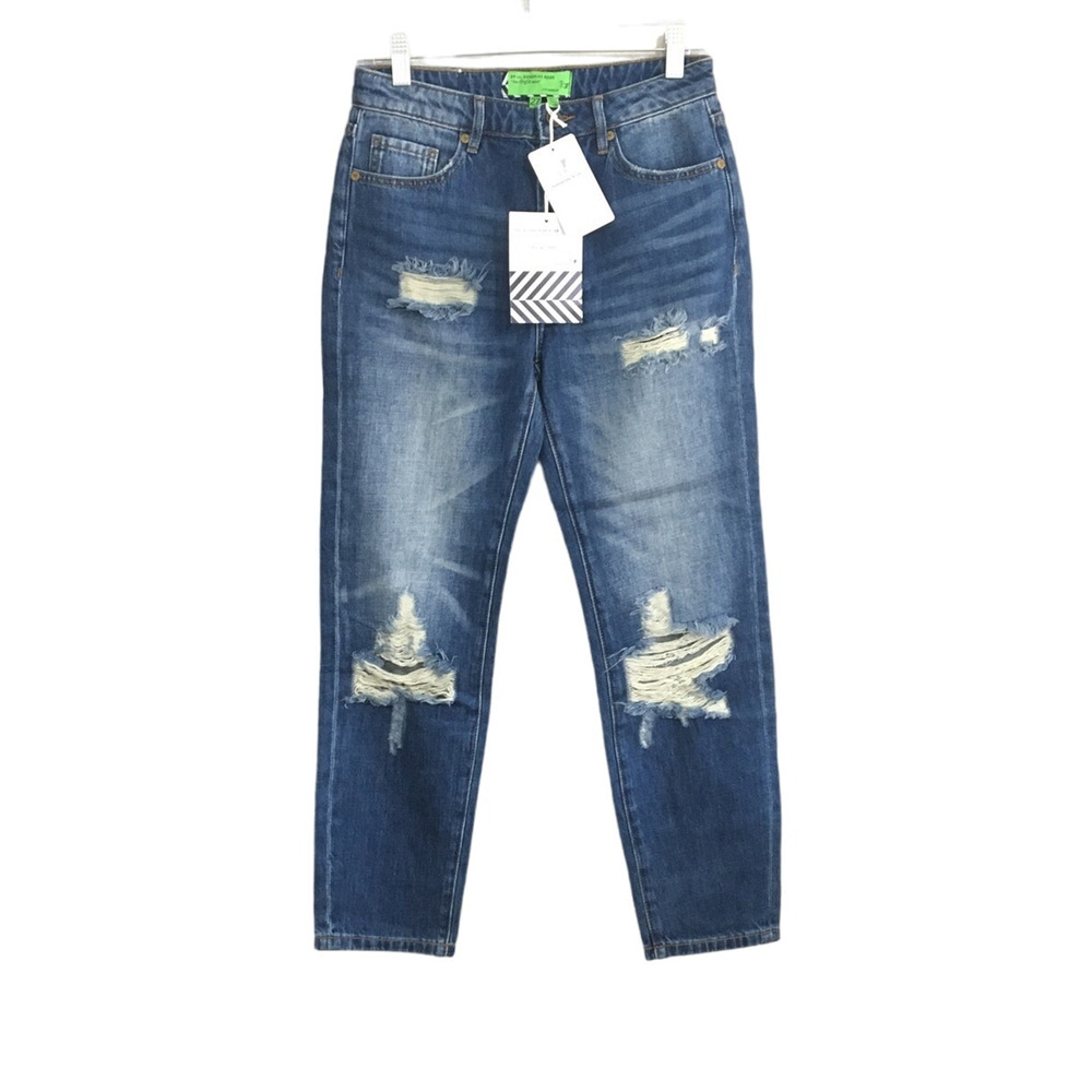 NWT Free People x Sandrine Rose Distressed Blue Denim Jeans Size 27